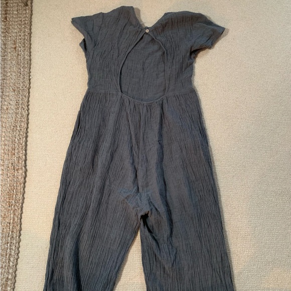 Free People Gray Open Back Jumpsuit Linen Cotton Blend - Picture 7 of 10